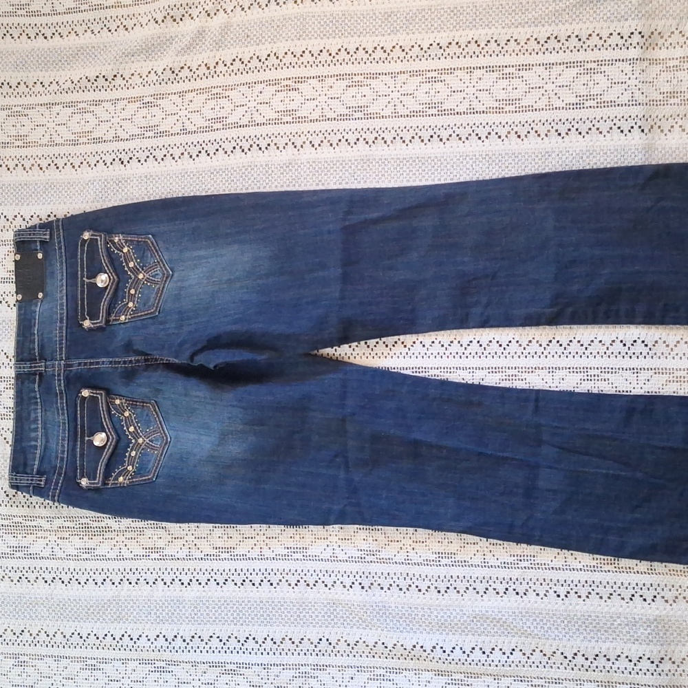 Live Hard Bling Flap Pocket Boot Cut Women’s Jeans